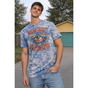Pink Floyd Tie Dye Graphic Band Tee XL 16-18 Prism Eye Rock T-Shirt